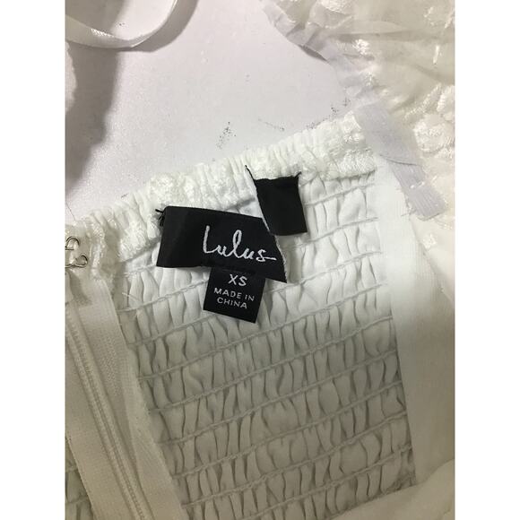 LULUS XS Precious Sweetie White Embroidered Tiered Midi Party Dress NEW B117 - Picture 9 of 10